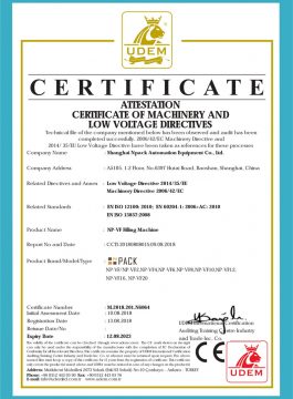 CE-Zertifikat der Abfüllmaschine